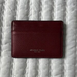 Michael Kors Burgundy Card Holder in Saffiano Leather
